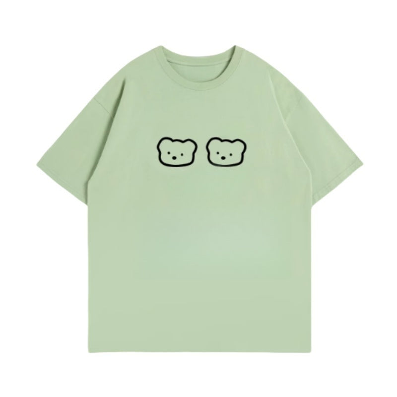 Creative Cartoon Motif Matcha Green T-Shirt