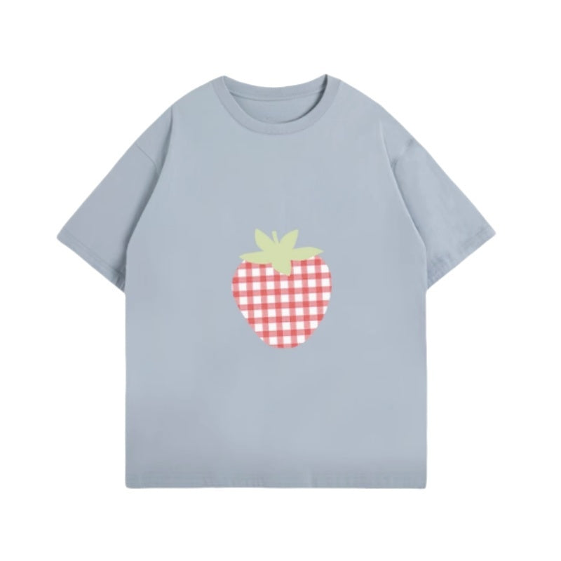 Haze Blue Fruit-Inspired Patch T-Shirt