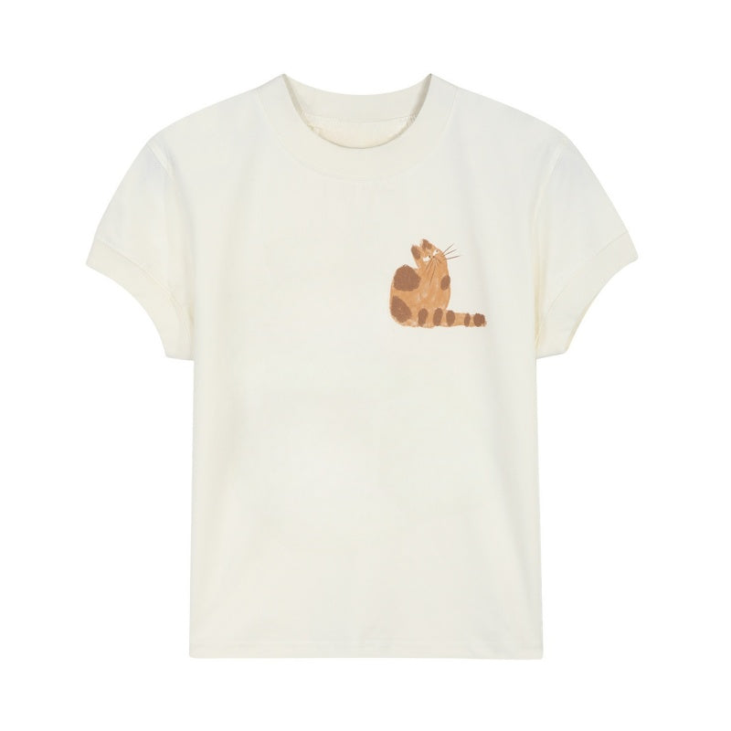 Cute Cat Artwork Apricot T-Shirt