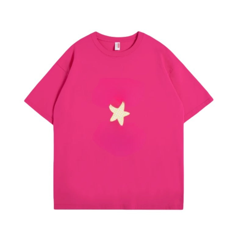 Artistic Star Graphic Rose Red T-Shirt